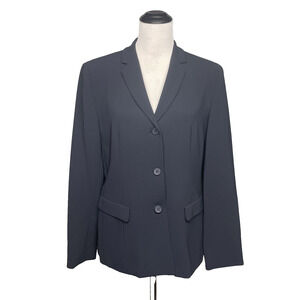 Jones New York Womens 12 Black 3 Button Blazer Jacket Career Professional Preppy